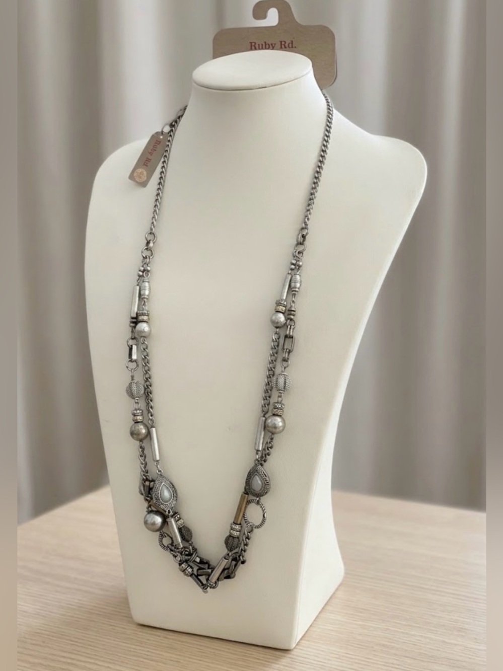 Ruby Rd. Silver Multi-Chain Bead Necklace- NWT